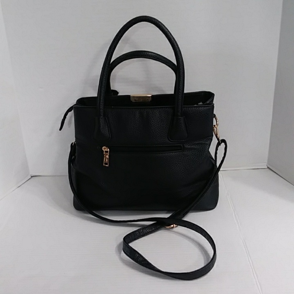 B & E Life Women's Elegant Black Faux Leather Handbag *EUC* - Picture 2 of 10